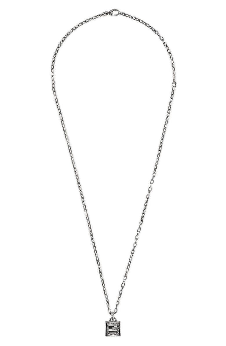 Gucci G-Cube Pendant Necklace, Main, color, Silver
