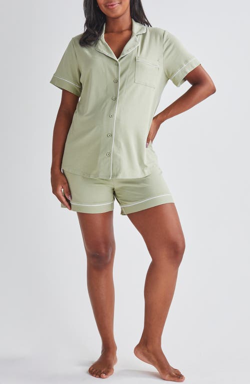 Shop Angel Maternity Piped Maternity/nursing Pajamas In Sage Green