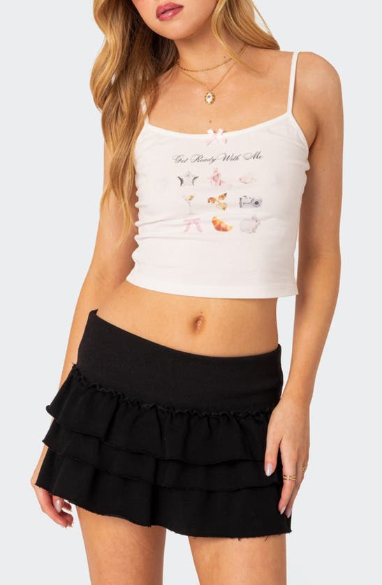EDIKTED EDIKTED GET READY CROP STRETCH COTTON GRAPHIC CAMISOLE