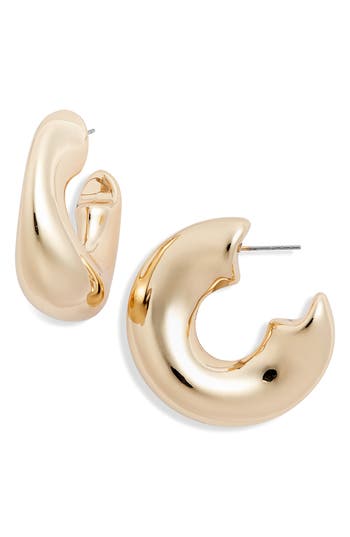 Shop Open Edit Tapered Hoop Earrings In Gold