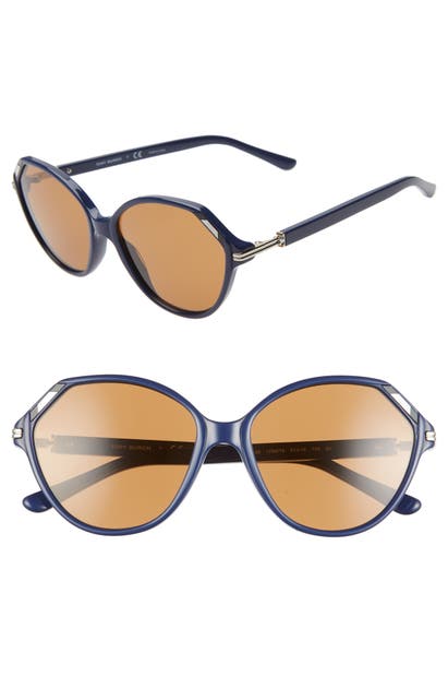 Tory Burch 57mm Cat Eye Sunglasses - Navy/ Brown Solid