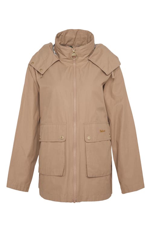 Shop Barbour Perez Water Resistant Hooded Raincoat In Lt Trench/summer Navy/ecru