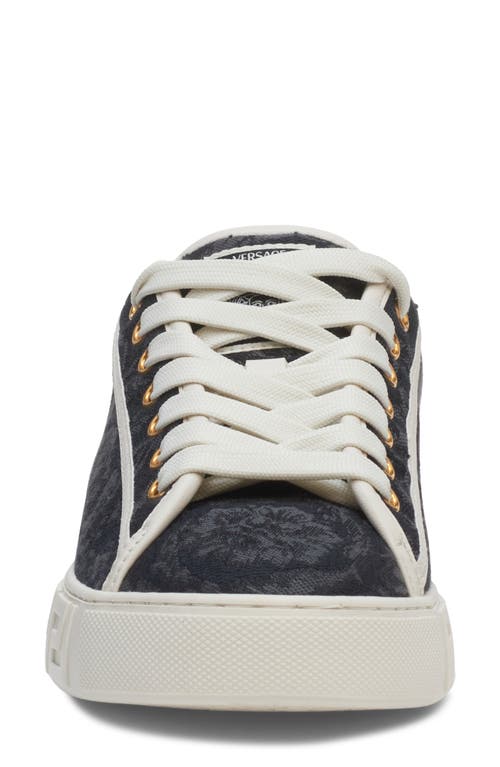 Versace Barroco Greca Jacquard Low Top Sneaker In Black/off White