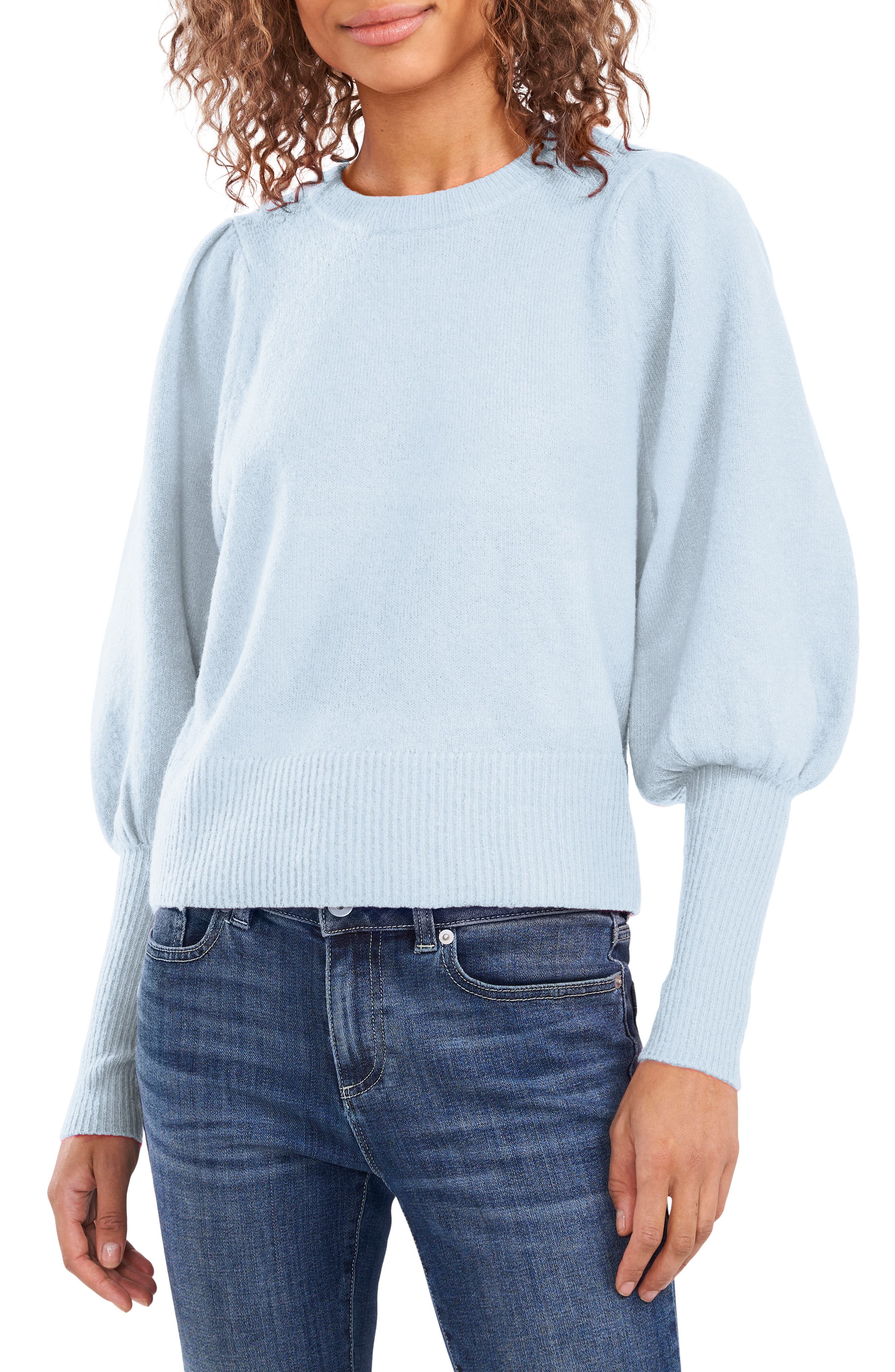 CeCe Puff Sleeve Crewneck Sweater 
