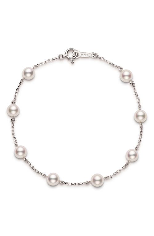 Akoya Cultured Pearl Station Bracelet in White Gold/Pearl