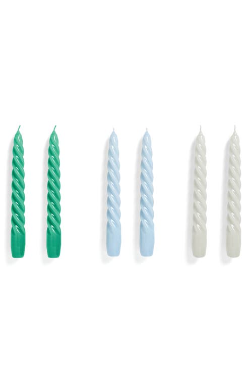 HAY Spiral 6-Pack Assorted Candles in Green Light Blue Light Grey at Nordstrom