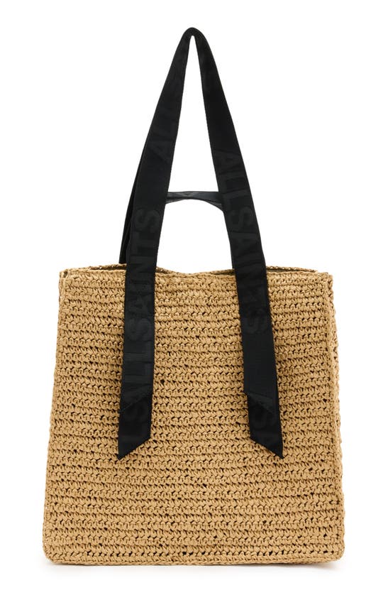 Shop Allsaints Lullah Straw Tote Bag In Almond