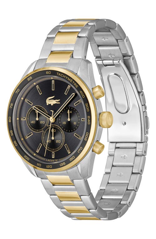 Lacoste Men's Boston Chronograph Two-tone Stainless Steel Bracelet Watch 42mm In Two Tone/black
