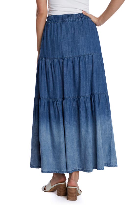 Shop Wash Lab Denim Ombré Tiered Denim Maxi Skirt In Glacier Blue