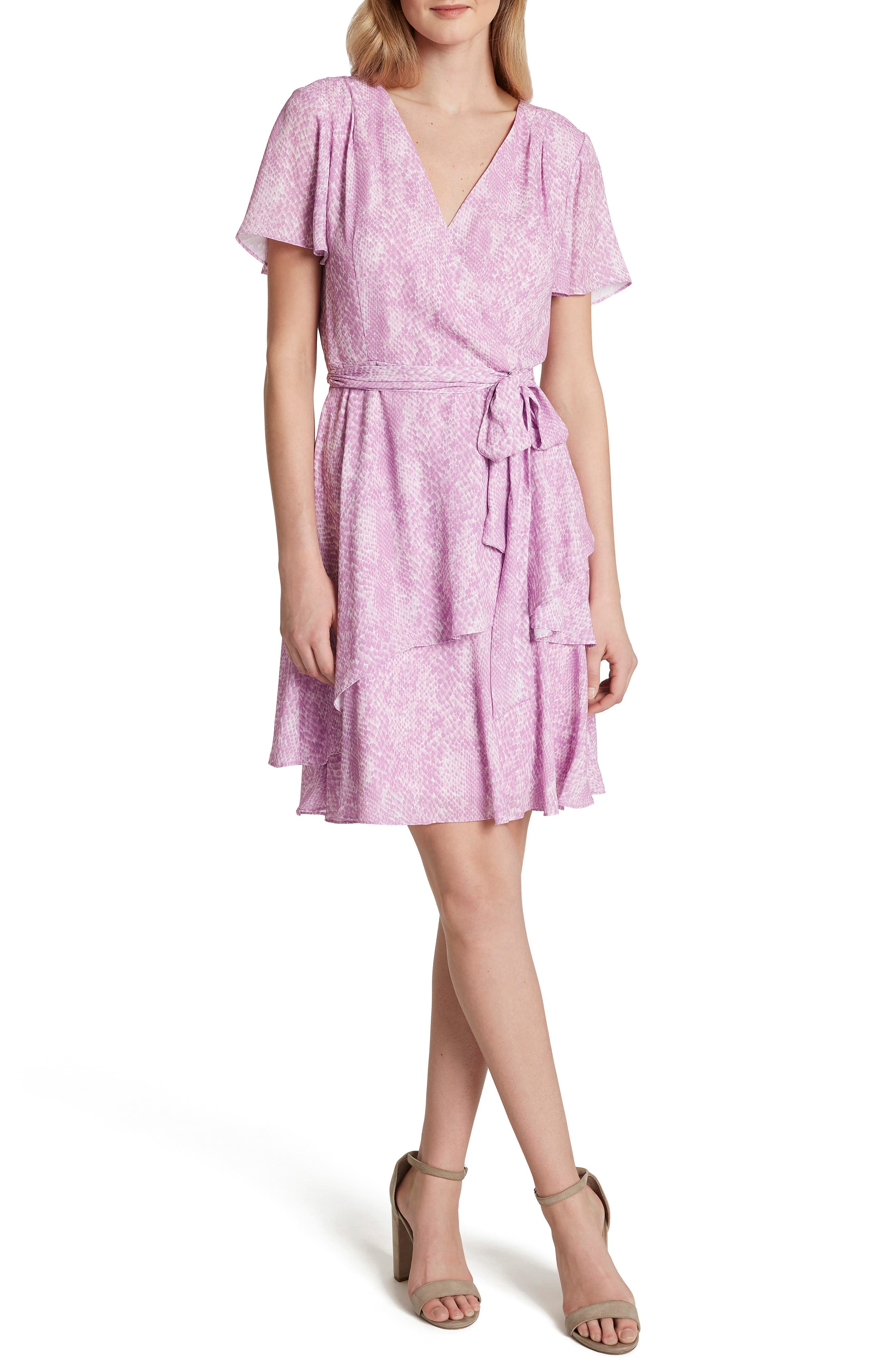 pink snakeskin wrap dress