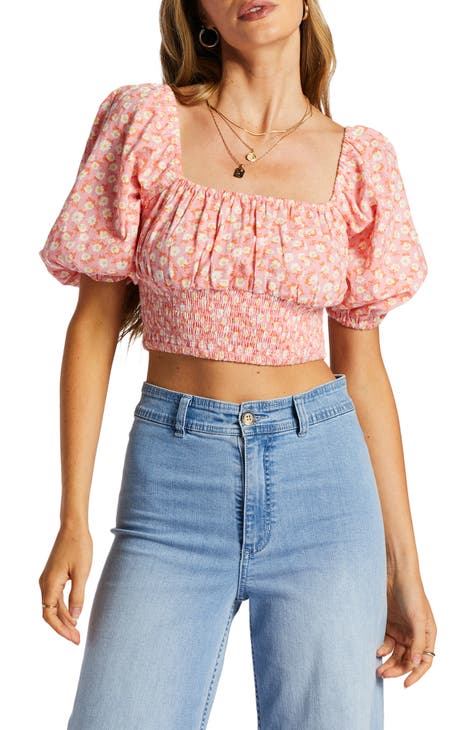 Only You Floral Puff Sleeve Crop Top