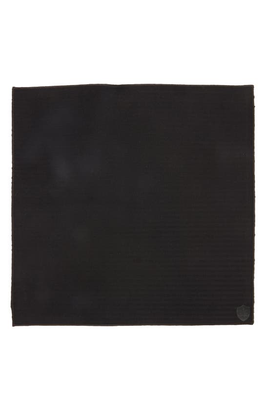 Clifton Wilson Herringbone Cotton Pocket Square In Black