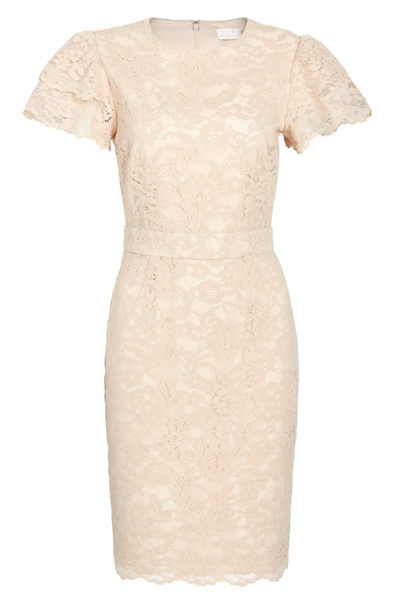 RACHEL PARCELL Lace Sheath Dress, Main, color, BEIGE SHELL
