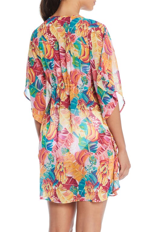 Shop Rod Beattie Chiffon Cover-up Caftan In Red Multi