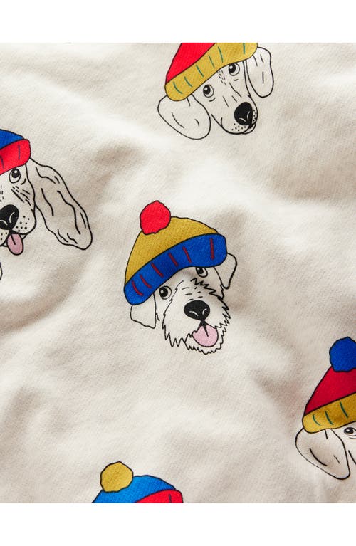 Shop Mini Boden Kids' Pup Print Cotton Sweatshirt In Oatmeal Dude Dogs