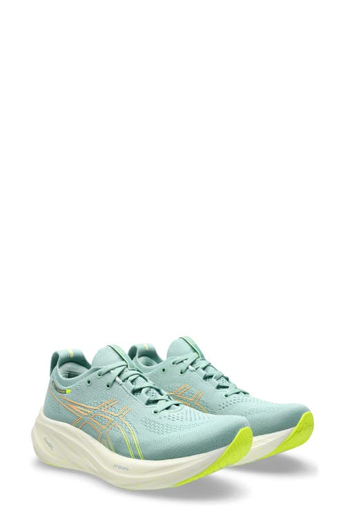 Shop Asics ® Gel-nimbus® 26 Running Shoe In Light Celadon/safety Yellow