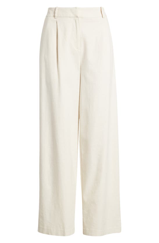 Open Edit Wide Leg Linen Blend Pants In Ivory Dove