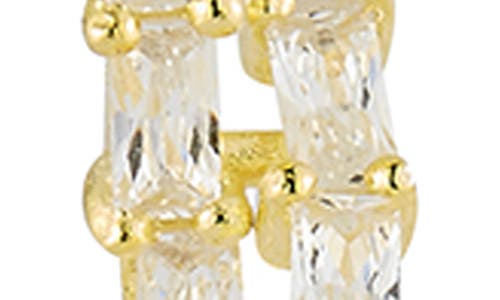 Chloe & Madison Chloe And Madison Baguette Cz Hoop Earrings In Gold