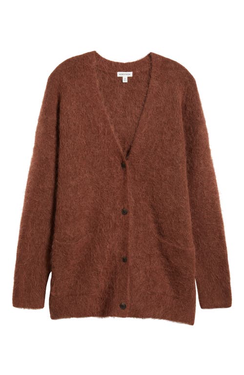 Shop Nordstrom Fuzzy Alpaca Blend Cardigan In Brown Brunette