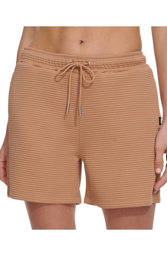 Dkny Ottoman Tie Waist Shorts In Brown