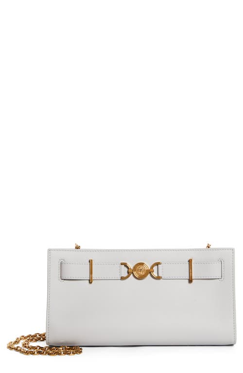 Versace Medusa 95 Leather Clutch in Pearl Grey-Gold Versace at Nordstrom