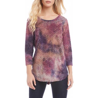 Karen Kane Tie Dye Burnout Shirttail Tee, Purple