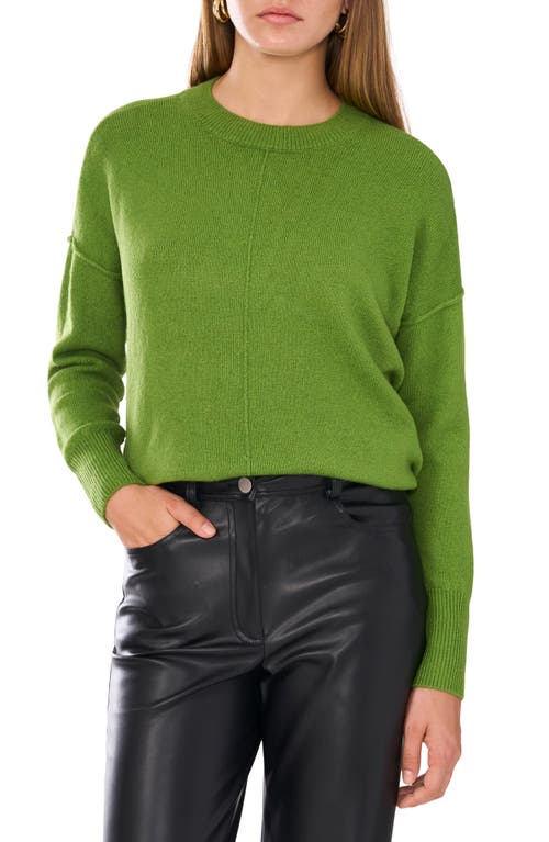 Shop Vince Camuto Exposed Seam Crewneck Sweater In Salted Lime