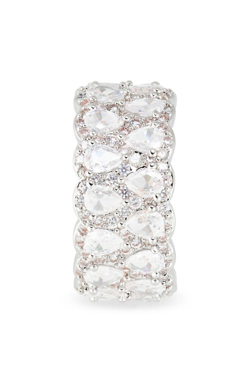 Nordstrom Rack Cubic Zirconia Scalloped Eternity Band Ring In Clear- Silver