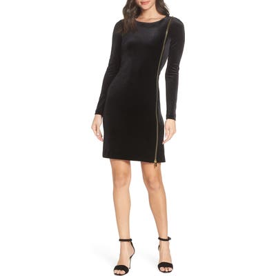 French Connection Zella Aurore Velvet Jersey Sheath Dress, Black