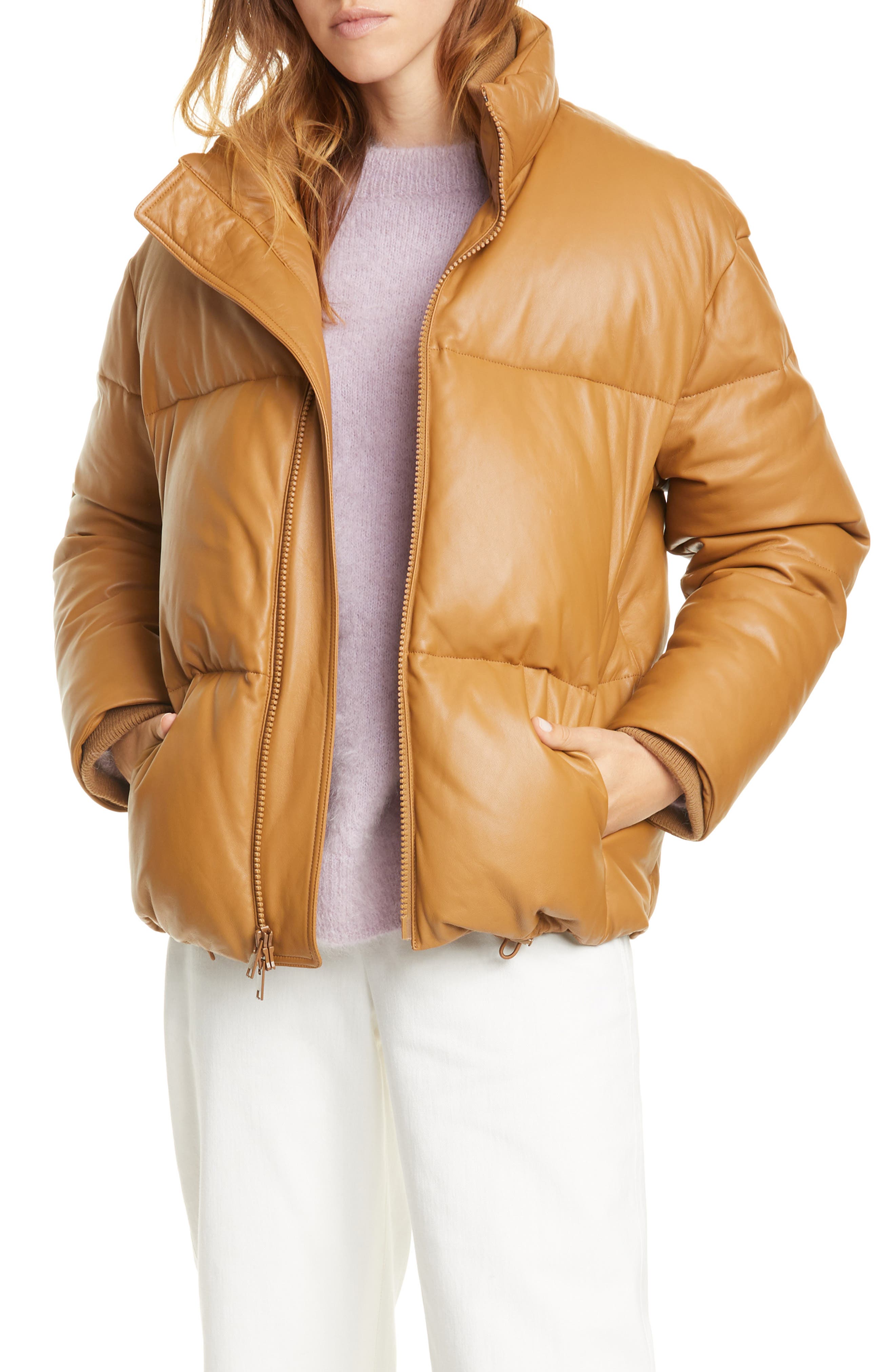 vince down leather puffer jacket