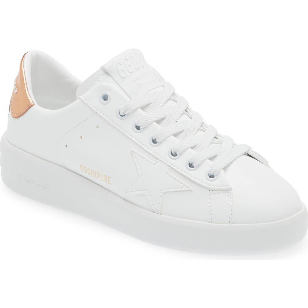 Golden Goose Pure-star Lace-up Sneakers In White/bronze