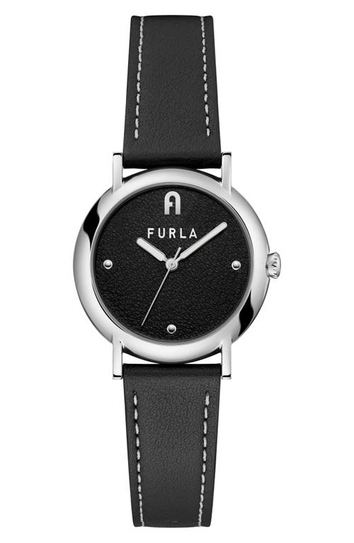 Furla Easy Shape Leather Strap Watch, 32mm In Black