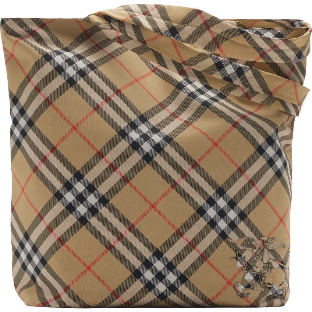 Burberry Check Tote In Sand
