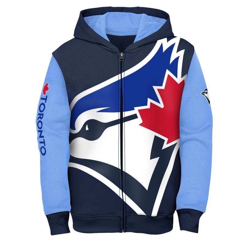 Shop Outerstuff Youth Fanatics Branded Navy/light Blue Toronto Blue Jays Postcard Full-zip Hoodie Jacket