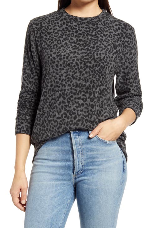 DESIGUAL Sweater Jumper Sleeves Animal Leopard Print Black Red