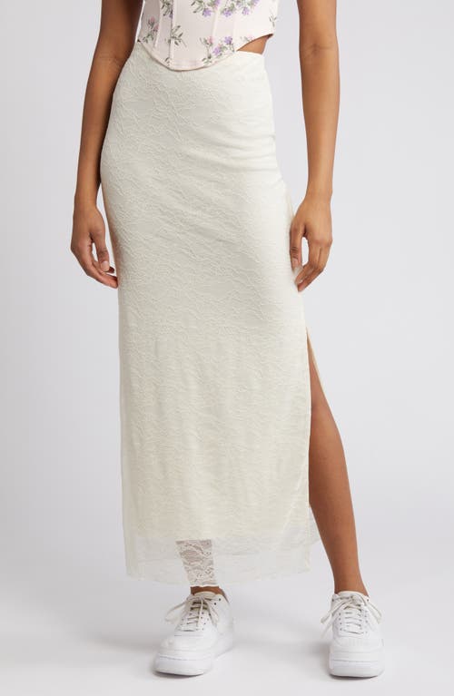 Floral Lace Maxi Skirt in Ivory Dove