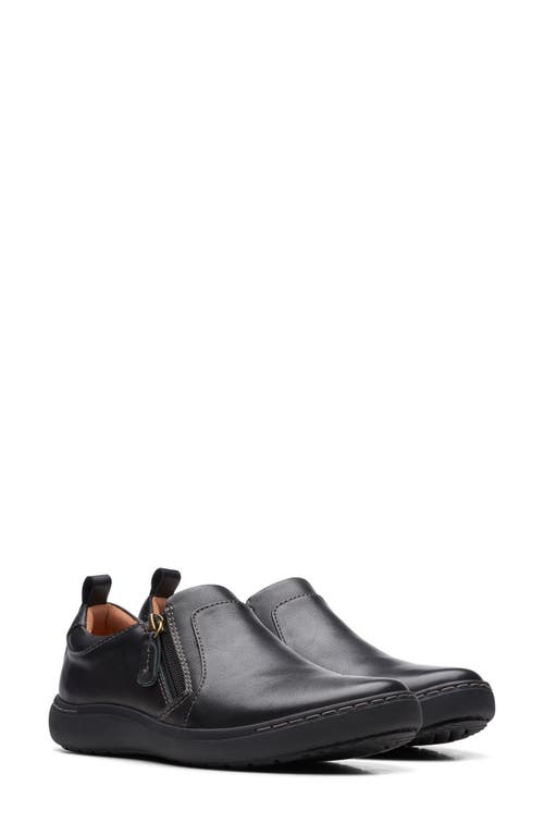 Clarks(r) Nalle Lilac Slip-On Sneaker in Black Leather