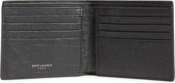 Saint Laurent - Ysl-Plaque Crocodile-Effect Leather Bi-Fold Wallet - Mens -  Black for Men