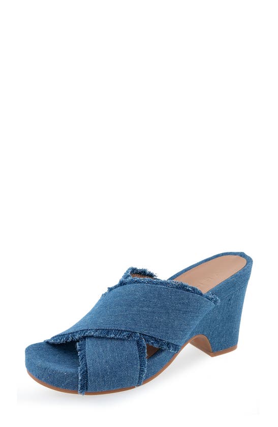 Shop Aerosoles Madina Woven Heel Sandal In Medium Blue Denim