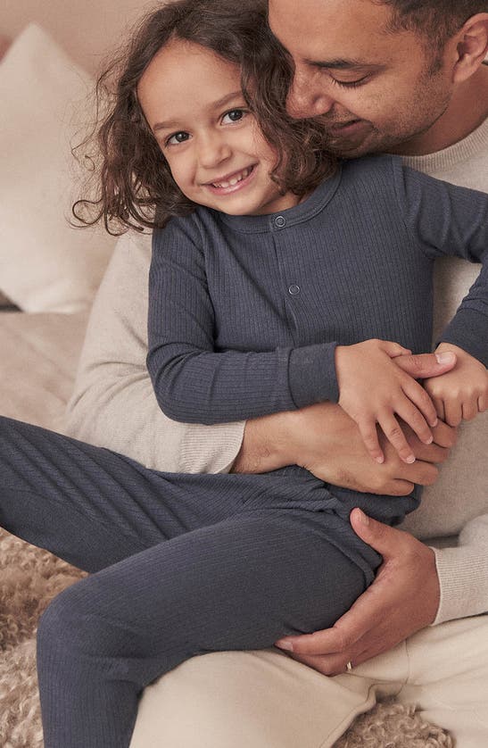 Mori Rib Fitted Two-piece Pajamas In Ribbed Navy