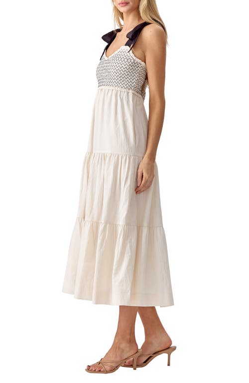 Shop Adelyn Rae Emmeline Smocked Midi Dress In Ivory