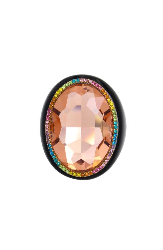 Shop Kurt Geiger London Oval Crystal Cocktail Ring In Multi