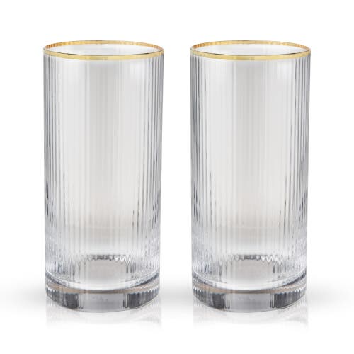 Viski Meridian Crystal Highball Glasses Set Of 2 In Clear