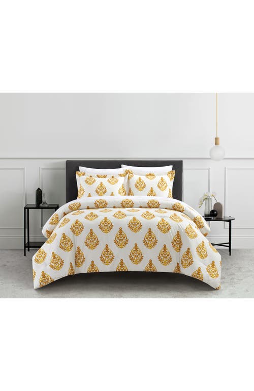 Shop Chic Alberta Floral Medallion Duvet Cover 7-piece Set In Yellow