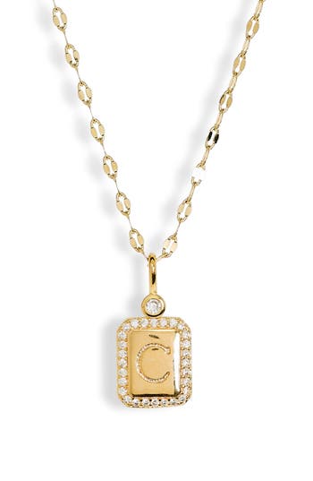 Leith Initial Pendant Necklace In C- Clear- Gold