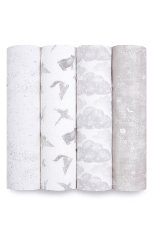 aden + anais 4-Pack Classic Swaddling Cloths in Map The Stars Grey