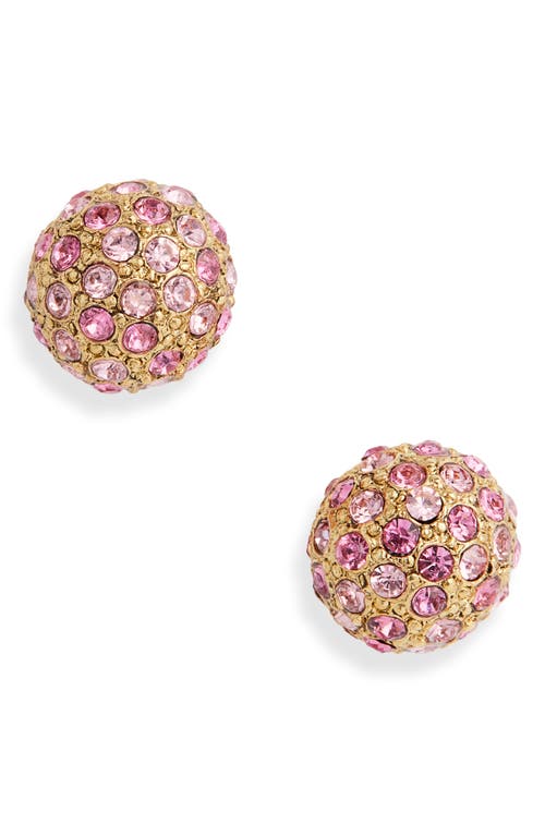 Shop Oscar De La Renta Crystal Pavé Half Sphere Stud Earrings In Rose