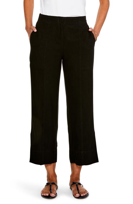 Nic + Zoe Rumba Park Crop Wide Leg Linen Blend Pants In Black Onyx