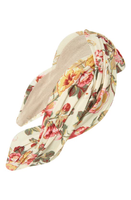 Shop Tasha Floral Braided Headband In Ivory Floral