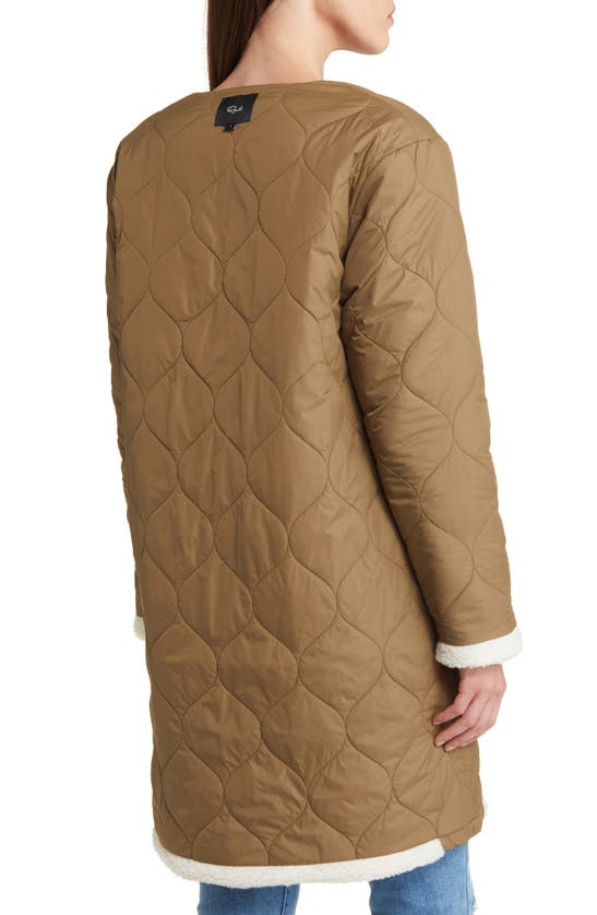 Rails Granger Reversible Quilted High Pile Fleece Coat In Ivory Olive Mix